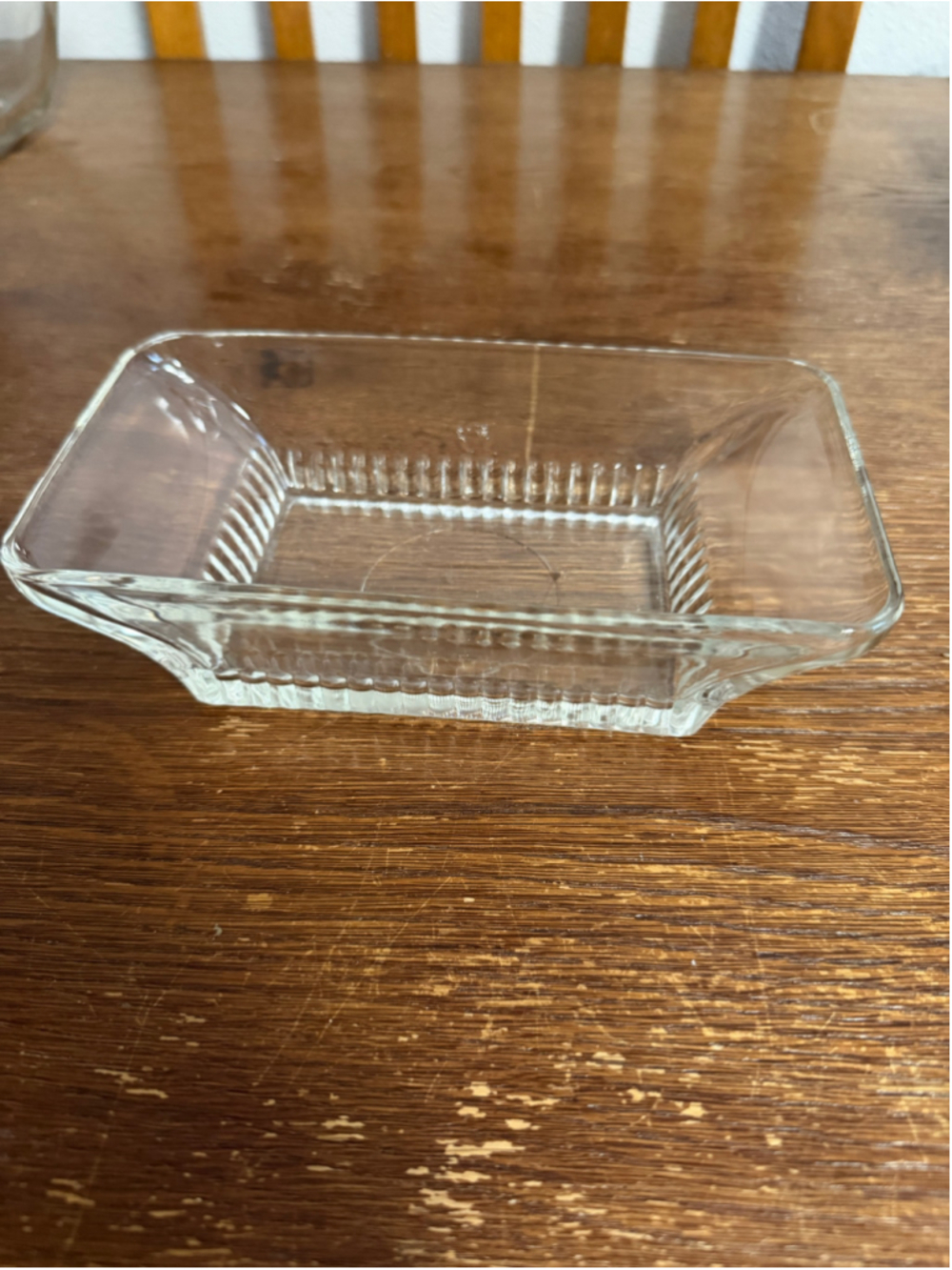 Vintage Clear Pressed Glass Rectangular Relish Dish 8” Ribbed Serving Tray